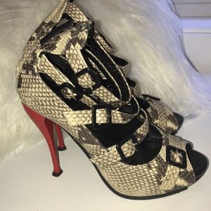 Authentic Giuseppe Snakeskin, red accent heel